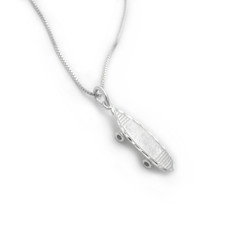 Sterling Silver Skateboard Three Dimensional Etched Charm Necklace