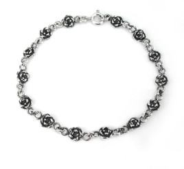 Sterling Silver  Rose Link Bracelet, 7 Inch