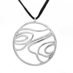 Sterling Silver Woodgrain Medallion on Ultra Fiber Suede Cord, 16"