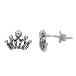 Sterling Silver Crown Post Stud Earrings