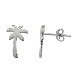 Sterling Silver Palm Tree Stud Post Earrings