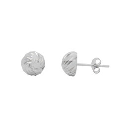 Sterling Silver Diamond Cut Round Dome Stud Post Earrings, 8mm