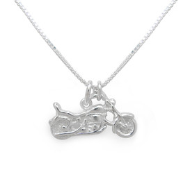 Sterling Silver Motorcycle Charm Necklace