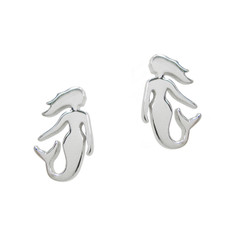 Sterling Silver Mystical Mermaid Stud Post Earrings
