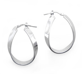 Sterling Silver Fancy Shaped Loop Hinged Hoop Earrings