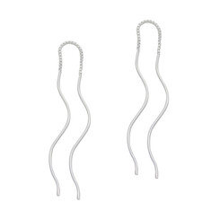 Sterling Silver Wavey Wires Ear Thread  Earrings