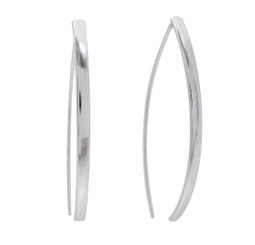 Rhodium Plated Sterling Silver Ellipse Ear Pull Through Earrings
