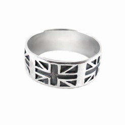 Sterling Silver Union Jack British Flag Band Ring, Size 5.5