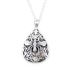Sterling Silver Medieval Wasp Teardrop Necklace, 18-Inch 