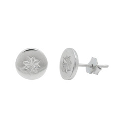 Sterling Silver Star Round Stud Post Earrings