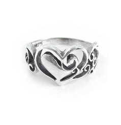 Sterling Silver Scroll Heart Ring
