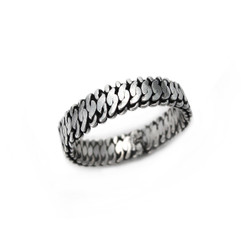 Sterling Silver Twisted Chain Link Band Ring
