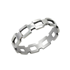 Sterling Silver Square Link Chain Band Ring