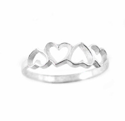 Sterling Silver Dainty Hearts Ring