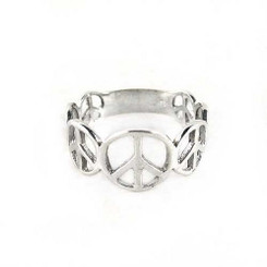 Sterling Silver Graduating Sizes Peace Signs Band Ring