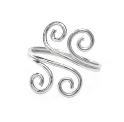 Sterling Silver Double S-Swirl Adjustable Toe Ring