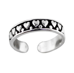 Sterling Silver Little Hearts Band Adjustable Toe Ring