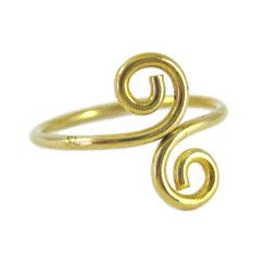 Gold Plated on Sterling Silver S-Swirl Adjustable Toe Ring
