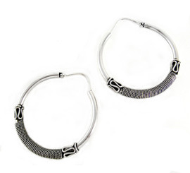 Sterling Silver "Paradise" Hoop Earrings