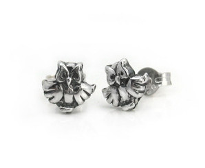 Sterling Silver Open Wings Owl Post Stud Earrings