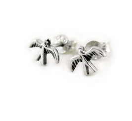 Sterling Silver Swallow Bird Stud Post Earrings