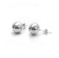 Sterling Silver Ball Stud Post Earrings, 10mm