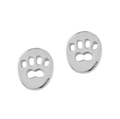 Sterling Silver Cutout Paw Print Stud Post Earrings