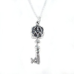 Sterling Silver Royal Key Charm Adjustable Chain Pendant Necklace