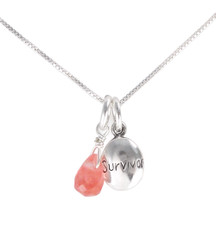 Breast Cancer Survivor Sterling Silver and Crystal Necklace