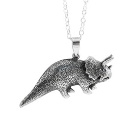 Sterling Silver Tricerotops Dinosaur Necklace