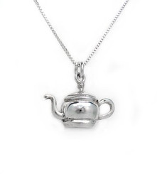 Sterling Silver Tea Pot Pendant Necklace