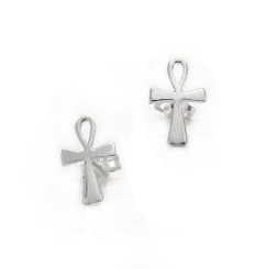 Sterling Silver Ankh Egyptian Hieroglyph Symbol of Life Stud Post Earrings