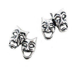 Sterling Silver Comedy & Tragedy Masks Post Earrings