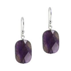 Cushion Cut Amethyst and Sterling Silver Earrings