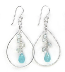 Sterling Silver Teardrop with Cascading Stone & Crystal Cluster, Topaz