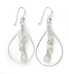 Sterling Silver Teardrop with Cascading Stone Cluster, Moonstone