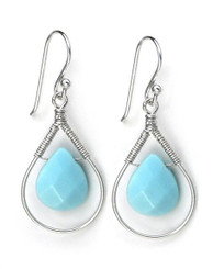Sterling Silver Wire-wrapped Crystal Teardrop Earrings, Sky Blue