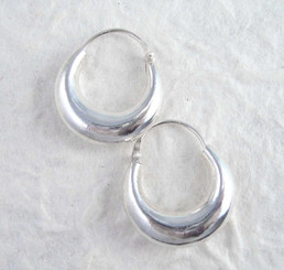 Sterling Silver Crescent Hoop Earrings
