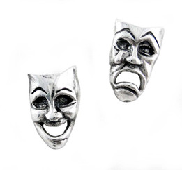Sterling Silver Comedy Tragedy Masks Post Earrings