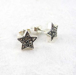 Sterling Silver & Marcasite Stones Star Post Earrings