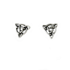 Sterling Silver Tri-Point Fancy Celtic Post Earrings