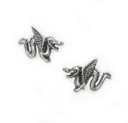 Sterling Silver Winged Dragon Stud Post Earrings