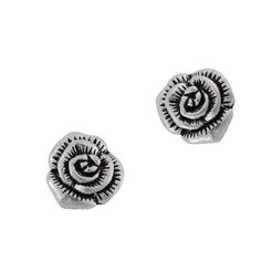 Sterling Silver Rose Rosette Flower Post Stud Earrings