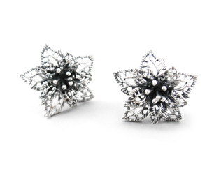 Sterling Silver Filigree Flower Post Earrings