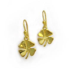Gold Plated on Sterling Silver Four Leaf Clover Earrings
