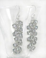 Sterling Silver Crystals Cluster Drop Earrings, Shadow Gray