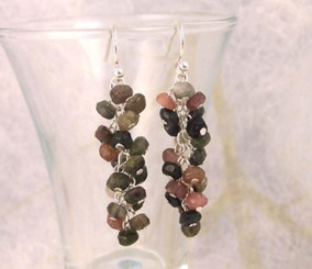 Sterling Silver Tourmaline Cluster Earrings