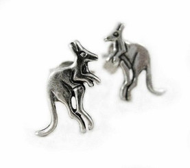 Sterling Silver Bounding Kangaroo Post Earrings