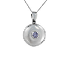 Round Locket & Stone Necklace, Lavender