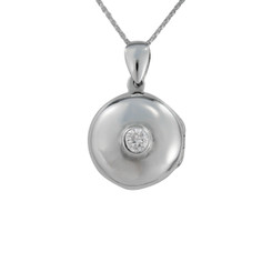 Round Locket & Stone Necklace, Clear